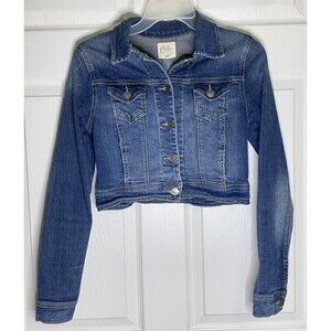 Cello Denimwear Los Angeles Distressed Cropped Jean Jacket Size Small